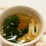 簡単☆肉味噌入り☆ちくわとわかめの和風スープ